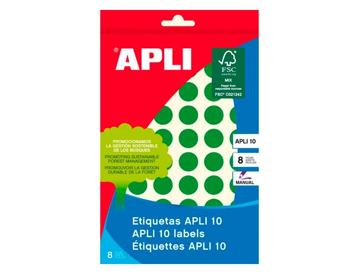 ETIQUETAS SOBRE 8 Hojas 0 13MM VERDE