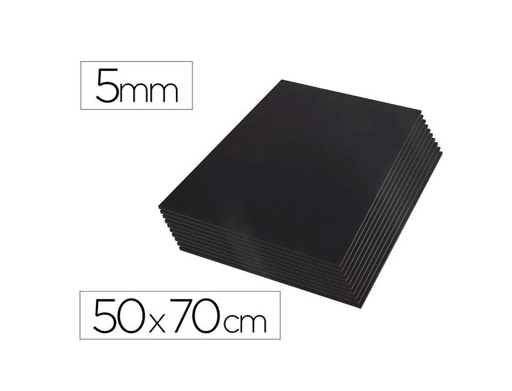 CARTON PLUMA DOBLE CARA 50X70 Cm ESPESOR 5 MM NEGRO ADHESIVO