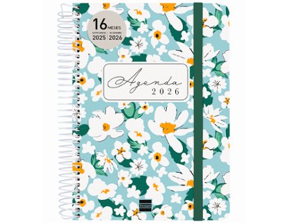 AGENDA 16 MESES ESPIRAL 155X212 MM Semana Vista FINOCAM CLOE VERDE