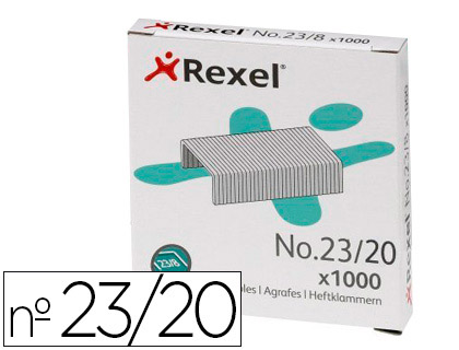GRAPAS REXEL CAJA 1000 N  23/20 CAPACIDAD 160 Hojas