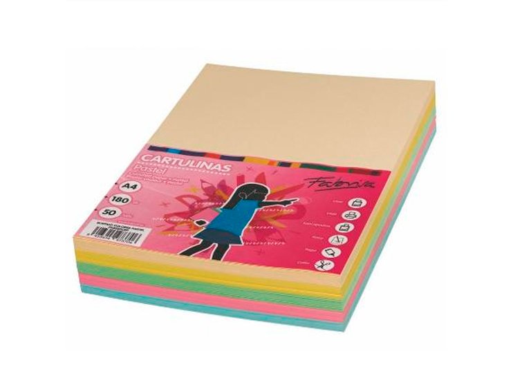 TAPA CARTULINA IRIS DINA4 180 Gramos PACK 250 Unidades 5 Colores Pasteles Fabrisa