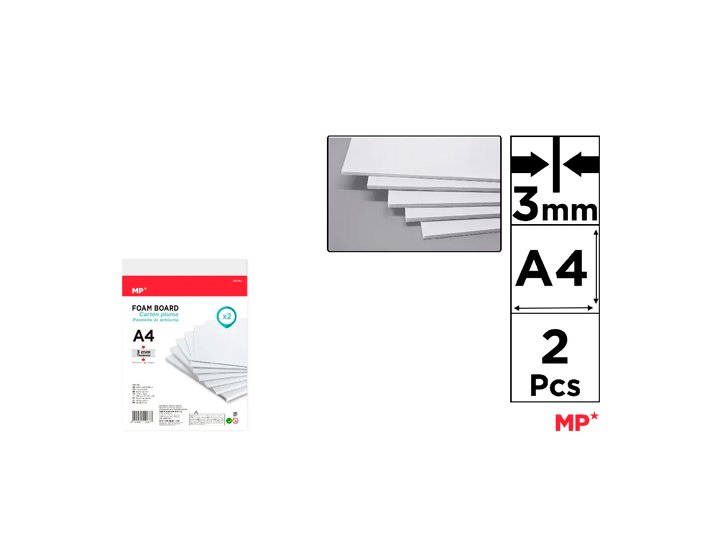 CARTON PLUMA DINA4 ESPESOR 3 MM BLANCO PACK 2 Unidades