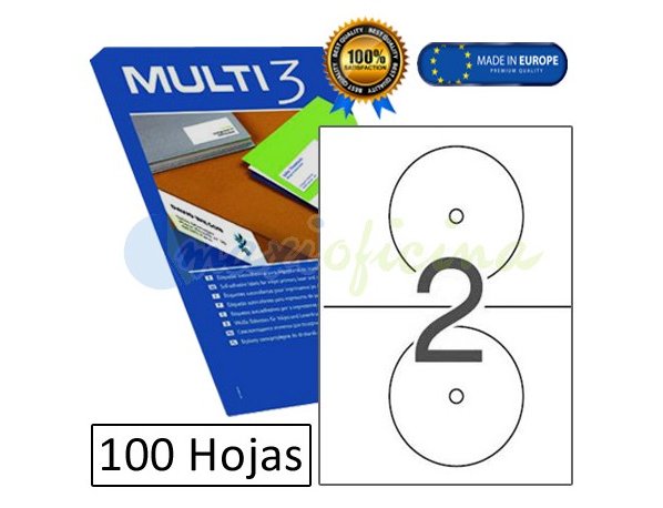 ETIQUETAS LASER MULTITRES CDS 117MM BLANCAS PACK 100 Hojas
