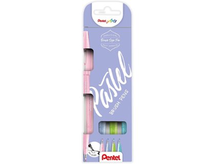 ROTULADOR CON PUNTA DE PINCEL PENTEL BRUSH SIGN PEN PACK 4 PASTELES