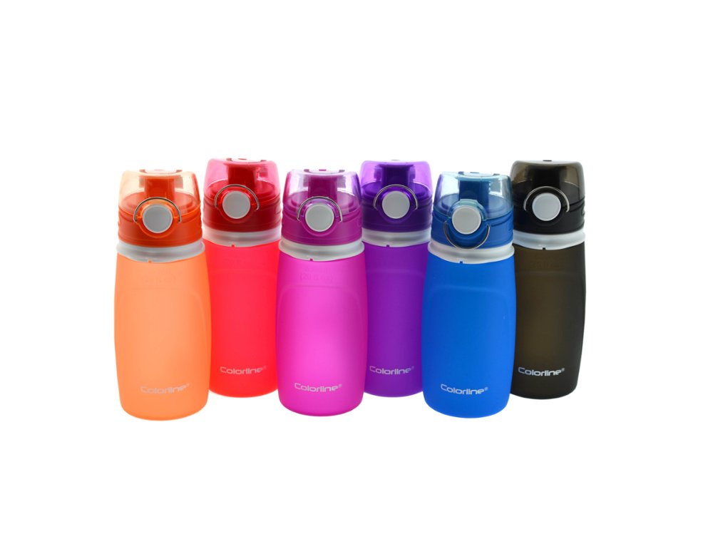 BOTELLA SILICONA PLEGABLE 550ML COLORES