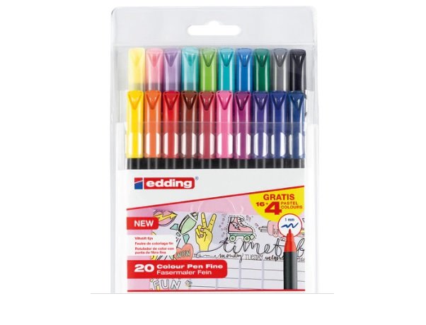 ROTULADOR EDDING N 1200  PACK 20 COLORES BLISTER 16 + 4 GRATIS