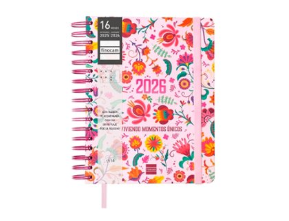 AGENDA 16 MESES ESPIRAL 155X217 MM Semana Vista FINOCAM VITAE ROSA