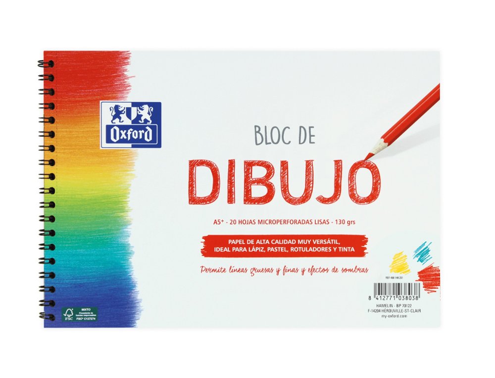 BLOC DE DIBUJO OXFORD DINA5+ 20 HOJAS 130 Gramos LISO