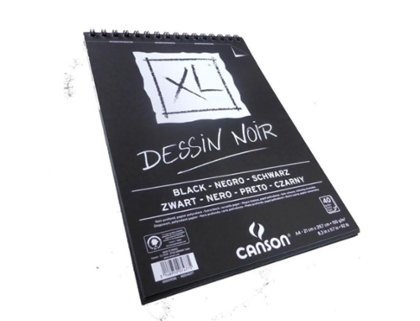 BLOC DE DIBUJO ESPIRAL ESBOZO 210X297MM 150 Gramos 40 Hojas HOJAS NEGRAS CANSON DESSIN NOIR XL