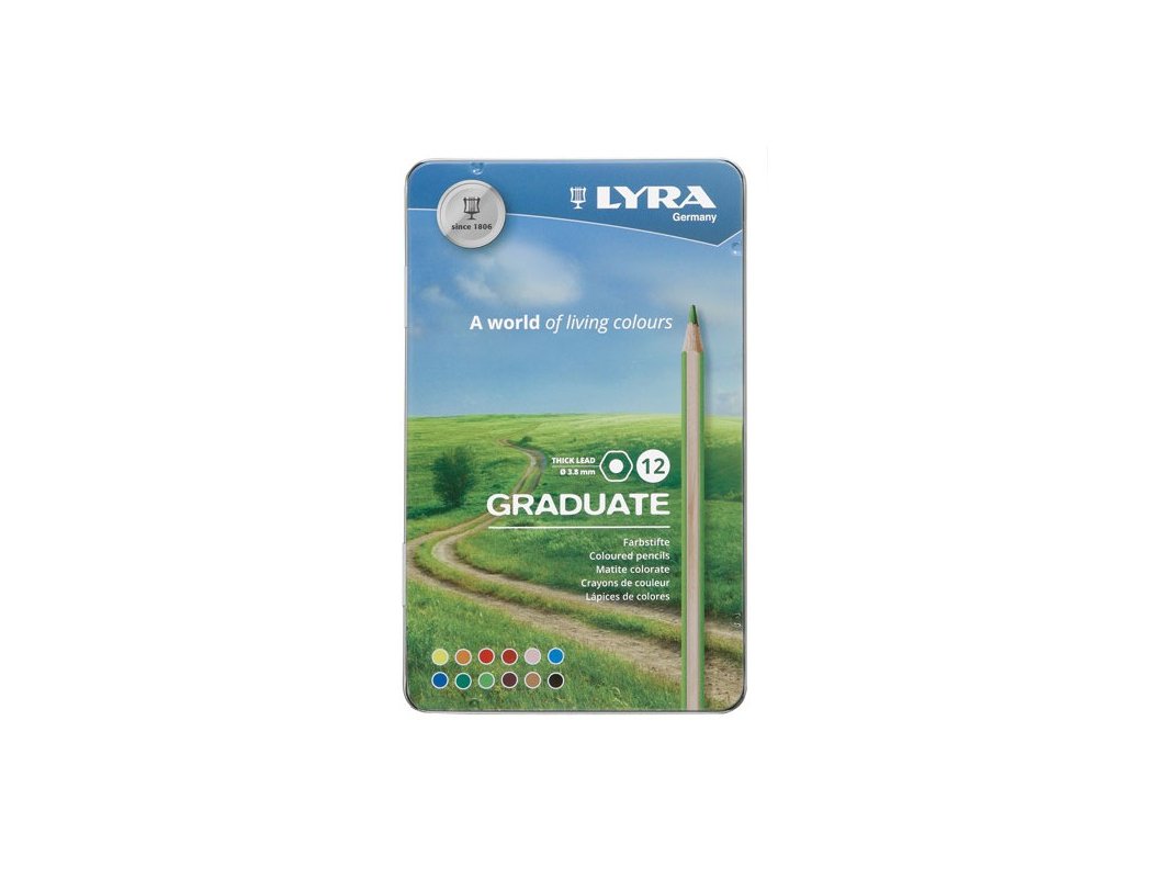 LAPIZ LYRA GRADUATE CAJA METAL 12 COLORES
