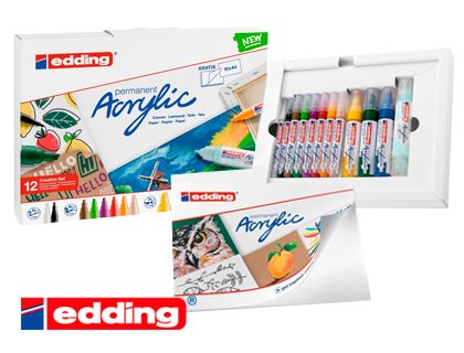 ROTULADOR ACRILICO EDDING PACK 12 COLORES SURTIDOS