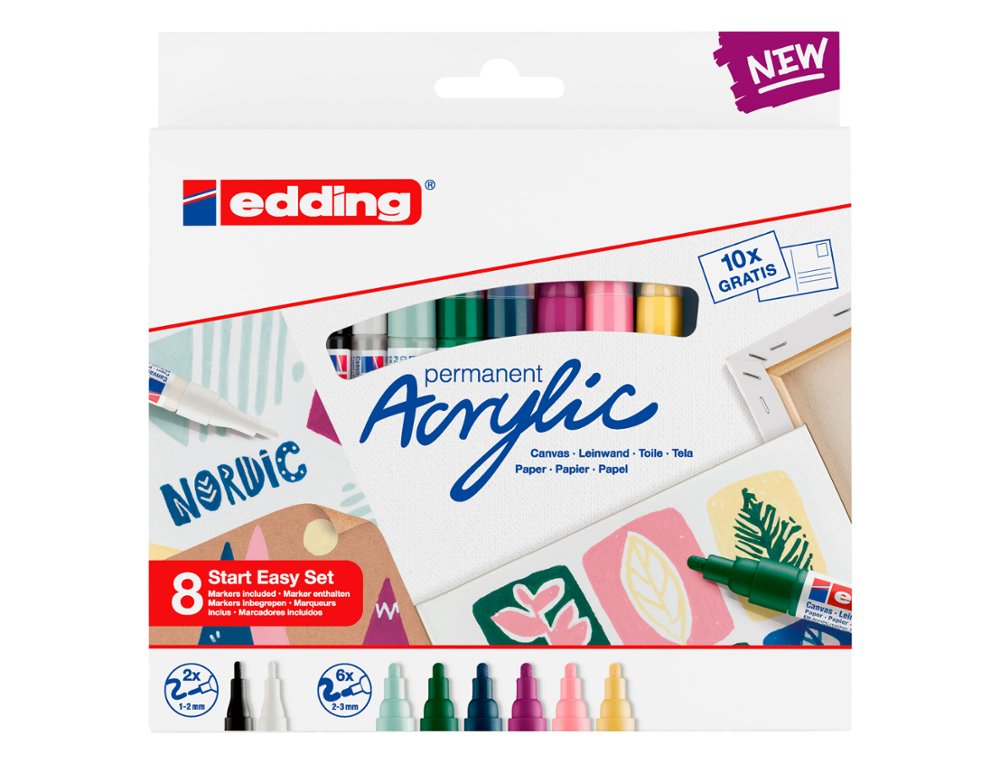 ROTULADOR ACRILICO EDDING PACK 8 COLORES SURTIDOS