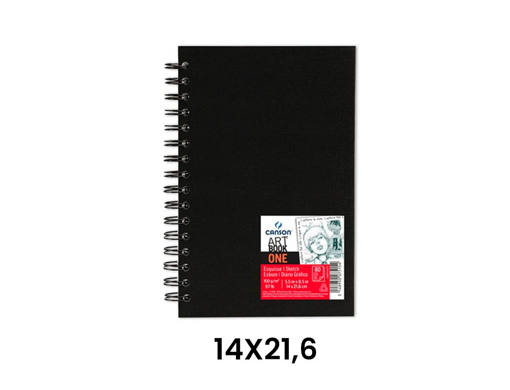 BLOC DE DIBUJO ESPIRAL ESBOZO 140X216MM 100 Gramos 80 Hojas TAPA NEGRA CANSON ART BOOK ONE