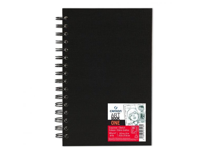 BLOC DE DIBUJO ESPIRAL ESBOZO 216X279MM 100 Gramos 80 Hojas CANSON DESSIN ONE NEGRO