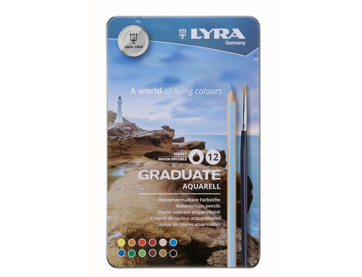 LAPIZ LYRA GRADUATE AQUARELL CAJA METAL 12 COLORES