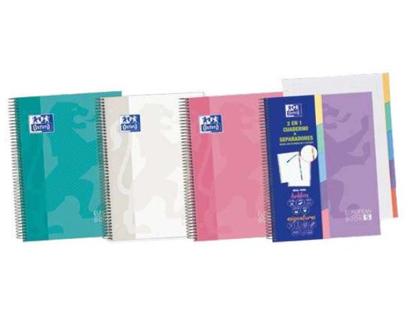 BLOC ESPIRAL EUROPEAN 100 Hojas DINA5+ TAPA EXTRADURA PASTEL SURTIDO CUADRO 5X5 MM OXFORD