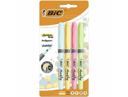 ROTULADOR FLUOR BIC GRIP PASTEL PACK 4 Colores