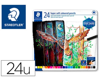 LAPIZ STAEDTLER SUPER SOFT CAJA METAL 24 COLORES