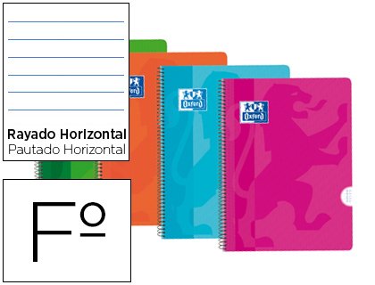BLOC ESPIRAL FOLIO 80 Hojas Tapa Polipropileno OXFORD SCHOOL CLASSIC HORIZONTAL