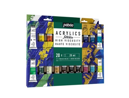 ACRILICO PEBEO CAJA INICIACION STUDIO 20 ml 20 TUBOS CON PINCEL
