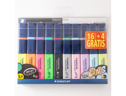 ROTULADOR FLUOR STAEDTLER TEXTSURFER CLASSIC 364 PACK 20 Colores Surtidos 14+6