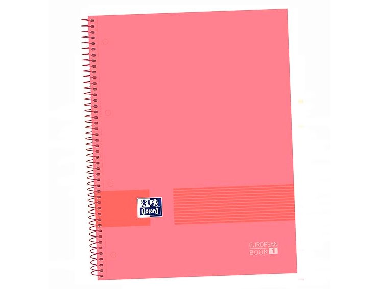 BLOC ESPIRAL OXFORD BOOK 1  and  YOU  80 Hojas TAPA CARTON DINA4 CUADRICULA 5MMCOLORES NEUTROS SURTIDOS