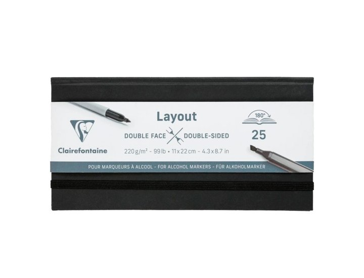 BLOC DE DIBUJO ENCUADERNADO LAYOUT 110X220 MM 220 Gramos 25 Hojas CLAIREFONTAINE