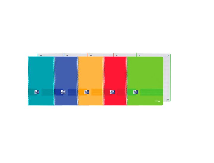 BLOC ESPIRAL OXFORD EUROPEAN BOOK 1 80 Hojas TAPA PLASTICO DINA4 CUADRICULA 5MM COLORES NEUTROS
