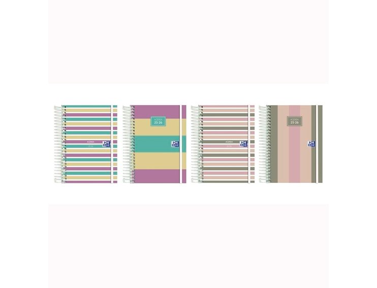 AGENDA ESCOLAR ESPIRAL 120X180 MM OCTAVO DIA PAGINA TAPA EXTRADURA OXFORD COLOR BLOCK